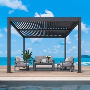 10X12 Adjustable Louvered Pergola Heavy Duty Aluminum Outdoor Pergola