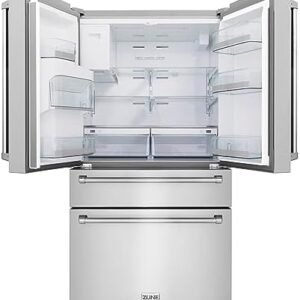 Zline 36 21 6 Cu Ft French Door Refrigerator With Water And Ice Dispenser In Fingerprint Resistant Stainless Steel Rfm W 36